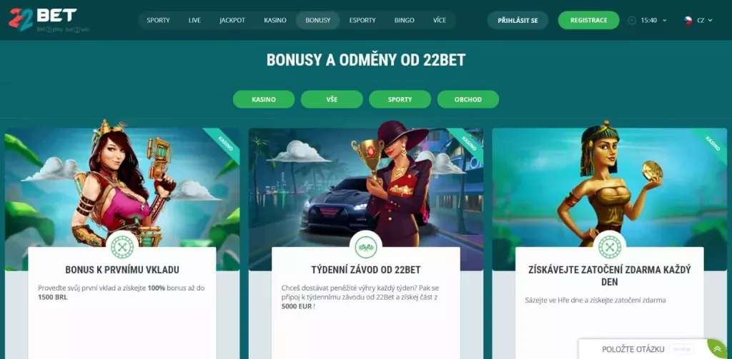 22bet kasino TOC 2
