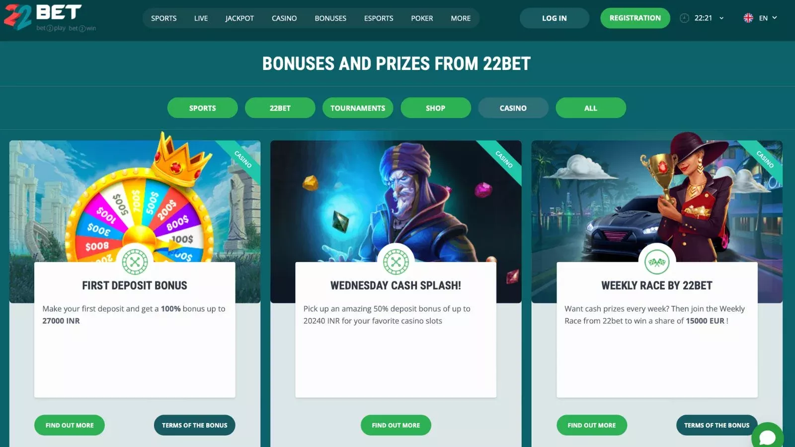casino 22bet